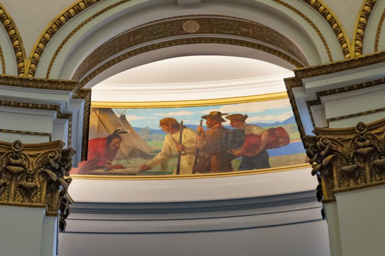 Francis D. Millet mural in the Cleveland Trust Company Rotunda, now Heinen’s grocery store