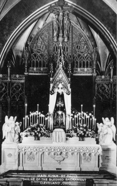 The main altar at St. Paul Shrine was installed when the Cleveland Catholic Diocese purchased and consecrated the church in October 1931.