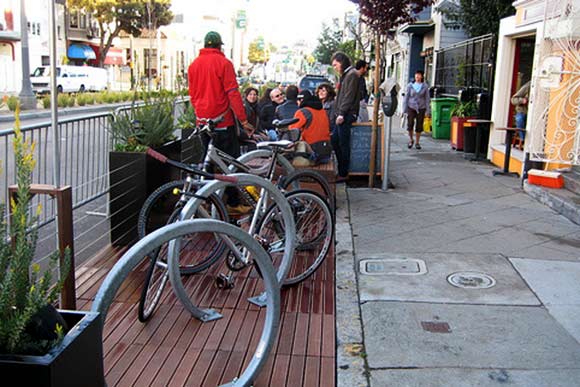 Euclid Avenue Bike Corral and Parklet rendering