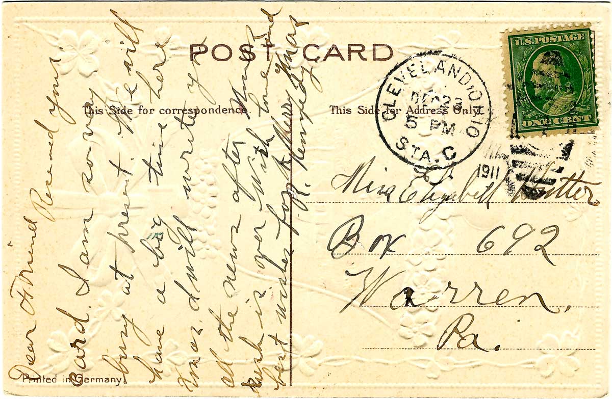 Merry Christmas (ca 1911), back