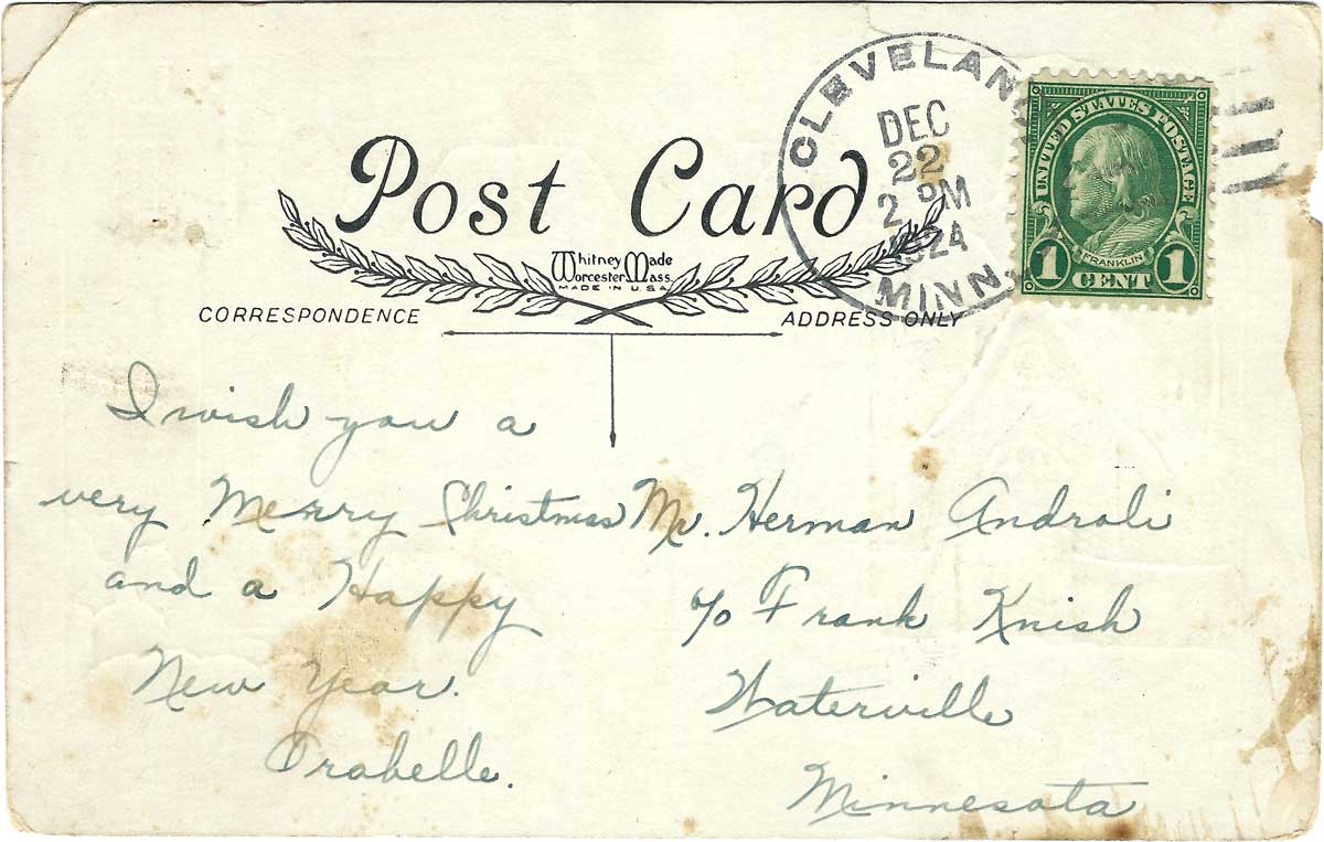 Christmas poem (ca 1924), back